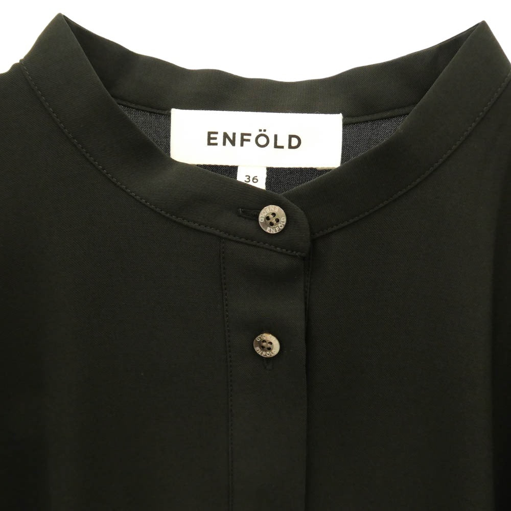 ENFOLD エンフォルド 21SS 300ES233-3120 COMFORTABLE TWILL BIGシルエットDRESS シャツ ワンピース ブラック系 36【中古】