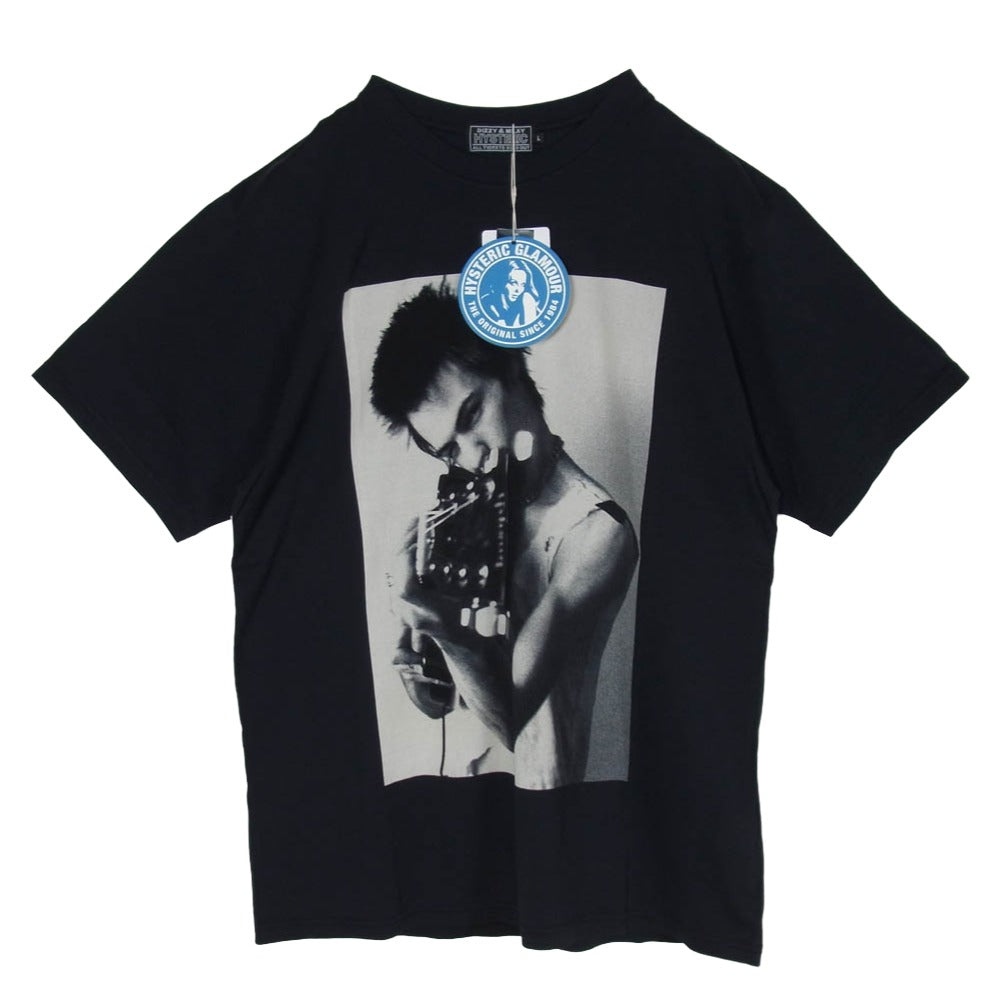 HYSTERIC GLAMOUR ヒステリックグラマー 26SS 02261CT36 DENNIS MORRIS/SID STOCKHOLM 1977 デニス・モリス グラフィック プリント Tシャツ ブラック系 L【極上美品】【中古】