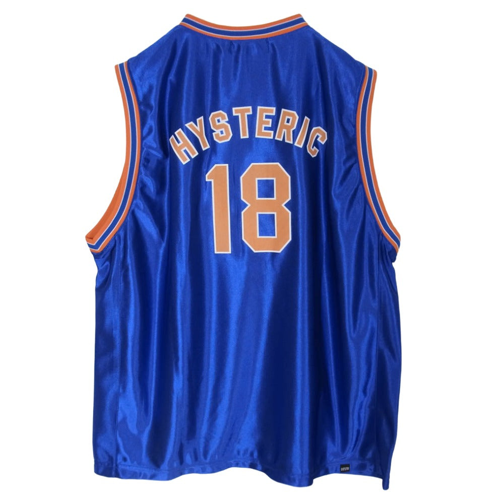 HYSTERIC GLAMOUR ヒステリックグラマー 26SS 02261CR03 BORN TO LOSE バスケットユニフォーム レイヤード グラフィック ノースリーブ ブルー系 L【極上美品】【中古】