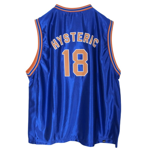 HYSTERIC GLAMOUR ヒステリックグラマー 26SS 02261CR03 BORN TO LOSE バスケットユニフォーム レイヤード グラフィック ノースリーブ ブルー系 L【極上美品】【中古】