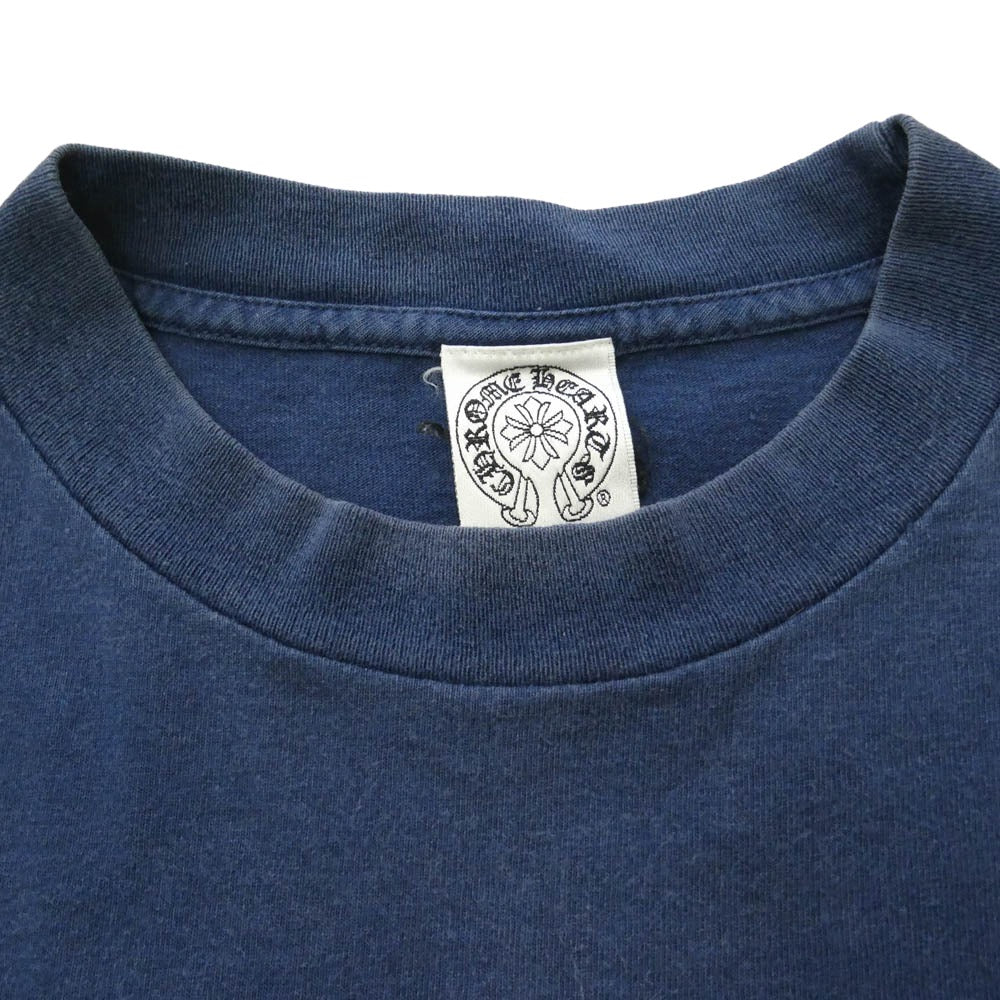 CHROME HEARTS クロムハーツ（原本無） OLD CH L/S T-SHIRT オールド スクロールラベル バックプリント 袖ロゴ 長袖 Tシャツ ネイビー系 M【中古】