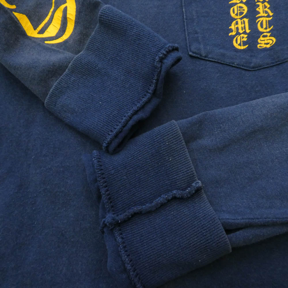 CHROME HEARTS クロムハーツ（原本無） OLD CH L/S T-SHIRT オールド スクロールラベル バックプリント 袖ロゴ 長袖 Tシャツ ネイビー系 M【中古】
