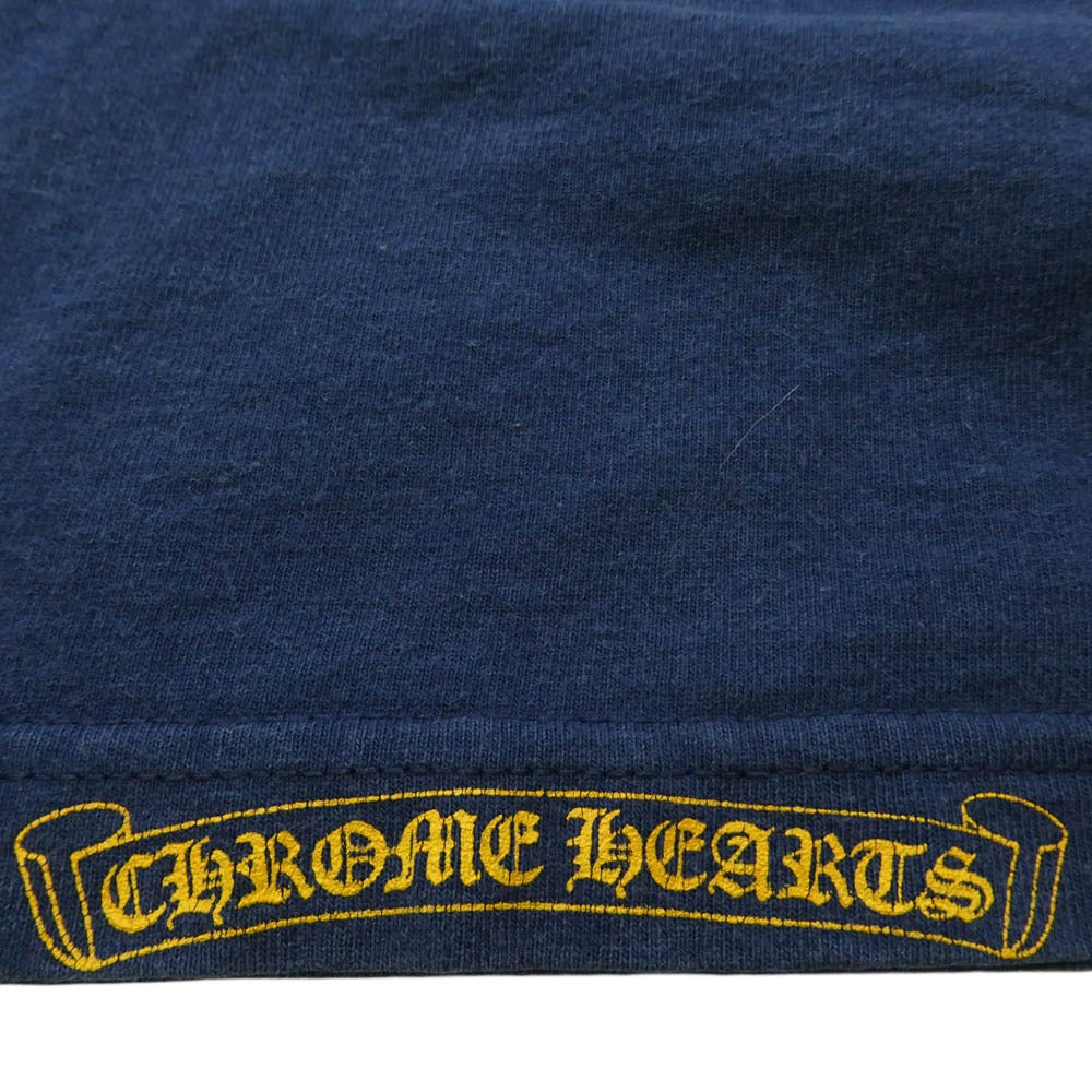 CHROME HEARTS クロムハーツ（原本無） OLD CH L/S T-SHIRT オールド スクロールラベル バックプリント 袖ロゴ 長袖 Tシャツ ネイビー系 M【中古】
