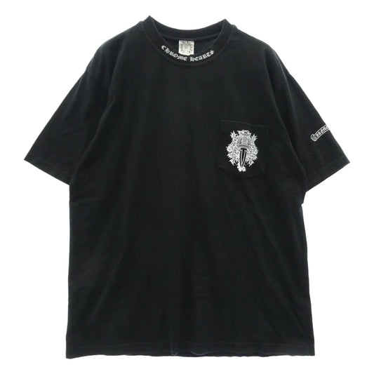 CHROME HEARTS クロムハーツ（原本無） OLD CH S/S T-SHIRT オールド ネックロゴ ヴァインダガープリント 半袖 Tシャツ ブラック系 L【中古】
