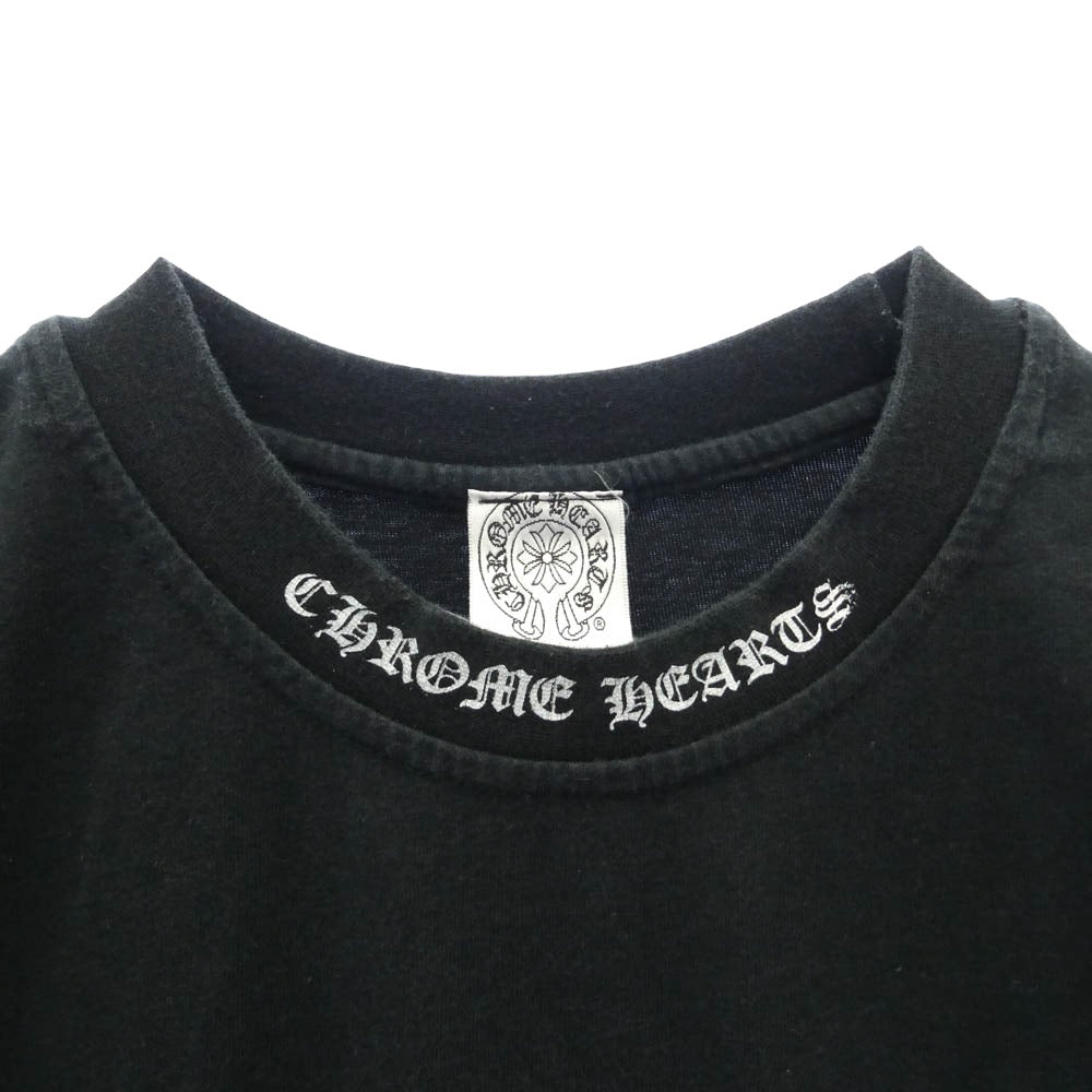 CHROME HEARTS クロムハーツ（原本無） OLD CH S/S T-SHIRT オールド ネックロゴ ヴァインダガープリント 半袖 Tシャツ ブラック系 L【中古】