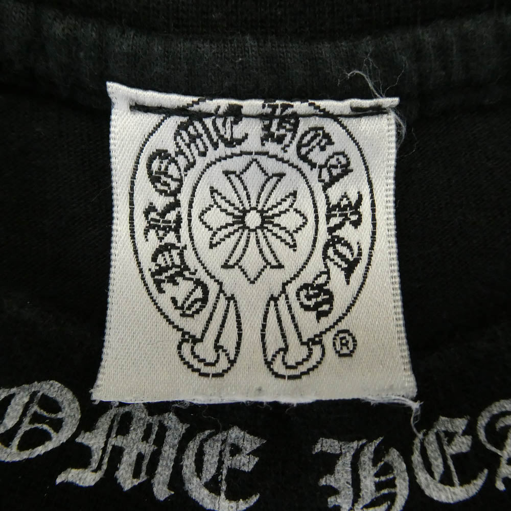 CHROME HEARTS クロムハーツ（原本無） OLD CH S/S T-SHIRT オールド ネックロゴ ヴァインダガープリント 半袖 Tシャツ ブラック系 L【中古】
