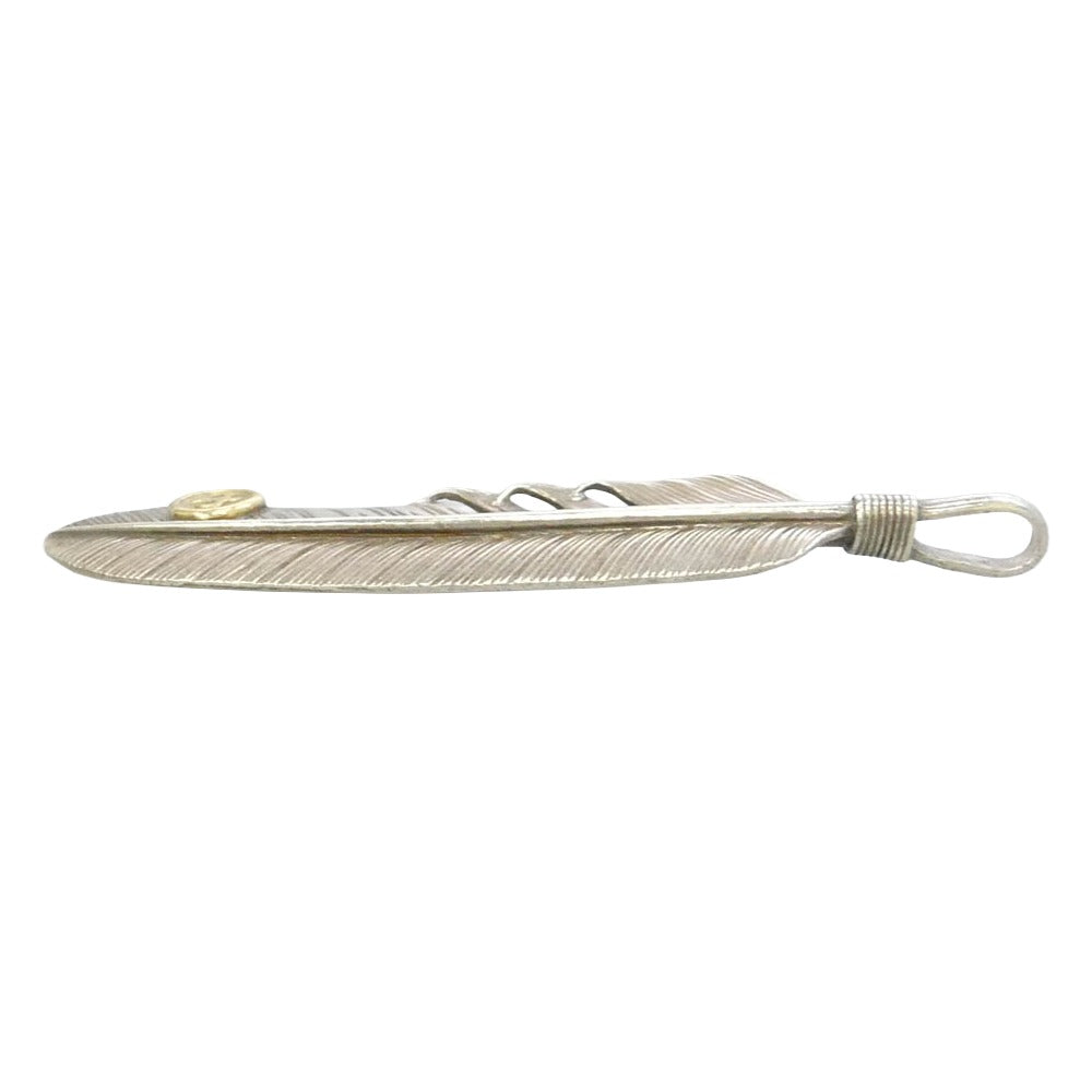 ザサン 大フェザー 銀線巻き K18イーグルポイント 金メタル付き 左向き ペンダントトップ シルバー系 ゴールド系【中古】