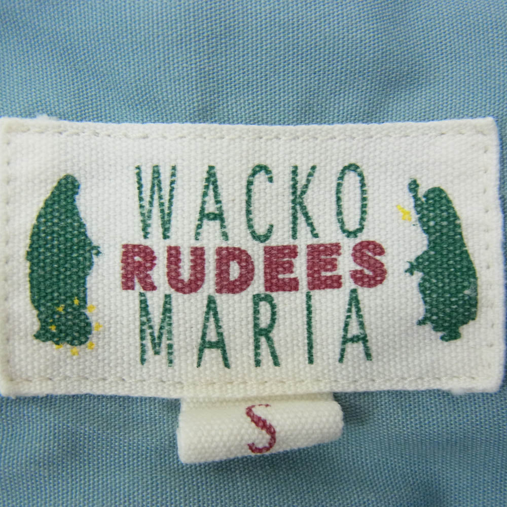 WACKO MARIA ワコマリア killer tunes broadcast ワッペン バック刺繍 長袖 ワークシャツ ブルー系 S【中古】