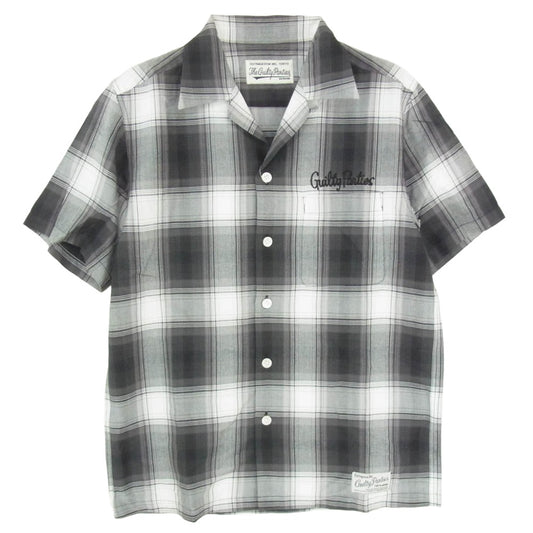 WACKO MARIA ワコマリア 12SS 12SS-OMB-17 ロゴ刺繍 オンブレ チェック レーヨン オープンカラー 半袖 シャツ ブラック系 S【中古】