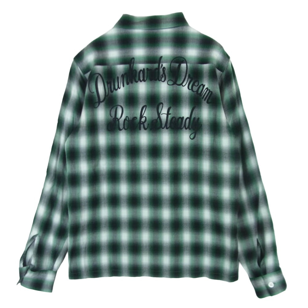 WACKO MARIA ワコマリア 13AW 13AW-OMB-10 バック刺繍 レーヨン オンブレ チェック 長袖 シャツ グリーン系 グレー系 S【中古】