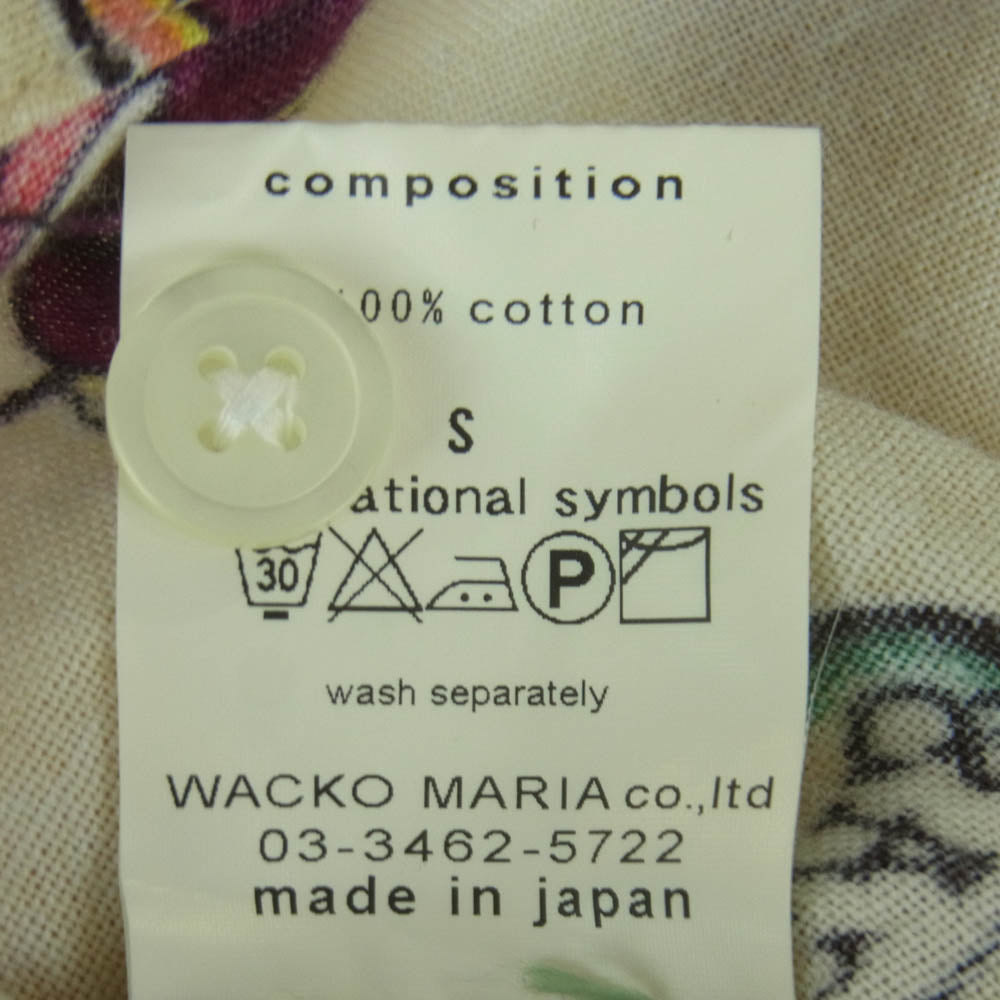 WACKO MARIA ワコマリア CAPTAIN SKULL HAWAIIAN SHIRT LS キャプテン スカル 長袖 フランネル シャツ ベージュ系 S【中古】
