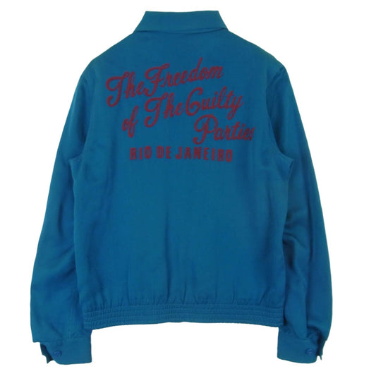 WACKO MARIA ワコマリア 10SS 10SS-OUT-05 リバーシブル チェーンロゴ刺繍 裏ポルカドット柄 レーヨン スイングトップ ジップアップ ジャケット ブルー系 S【中古】