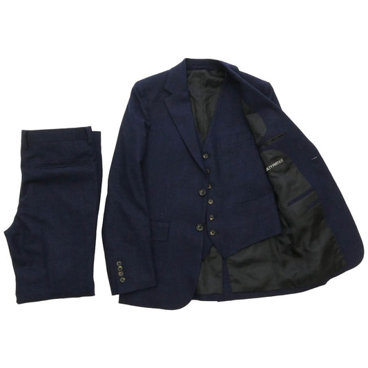 WACKO MARIA ワコマリア Ermenegildo Zegna エルメネジルドゼニア製カシミヤ混ウール 3ピース スーツ ジャケット ベスト パンツ セットアップ ネイビー系 Sサイズ【中古】