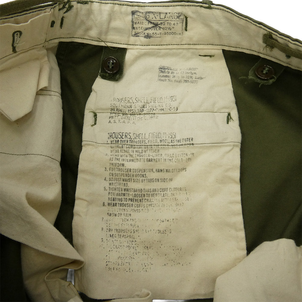 ヴィンテージ 50s 53年製 M51 U.S. ARMY 米軍 ミリタリー カーゴ パンツ カーキ系【中古】
