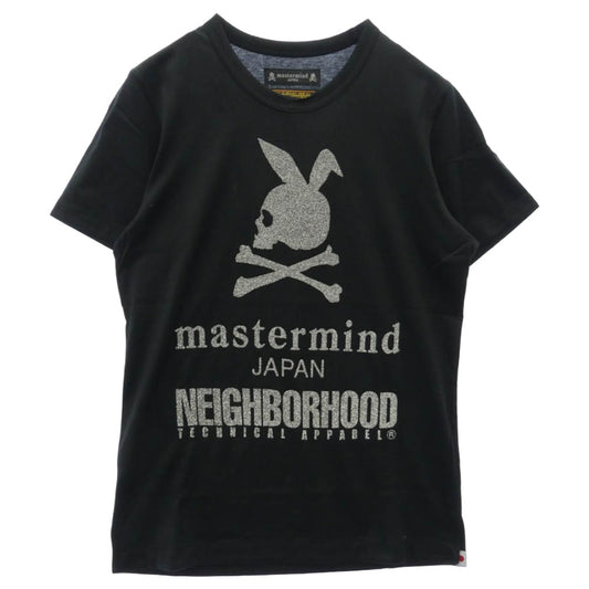 NEIGHBORHOOD ネイバーフッド mastermind JAPAN マスターマインドジャパン NMB2-TS01-011-3 x mastermind マスターマインド グリッター プリント 半袖 Tシャツ ブラック系 S【極上美品】【中古】