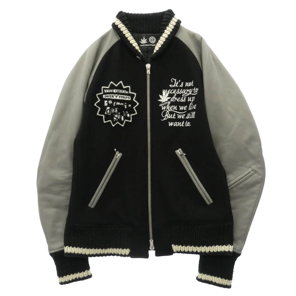 drestrip ドレストリップ OVER THE STRIPES オーバーザストライプス x OVERTHESTRIPES オーバーザストライプス 袖レザー スタジャン ジャケット ブルゾン ブラック系 グレー系 2【中古】