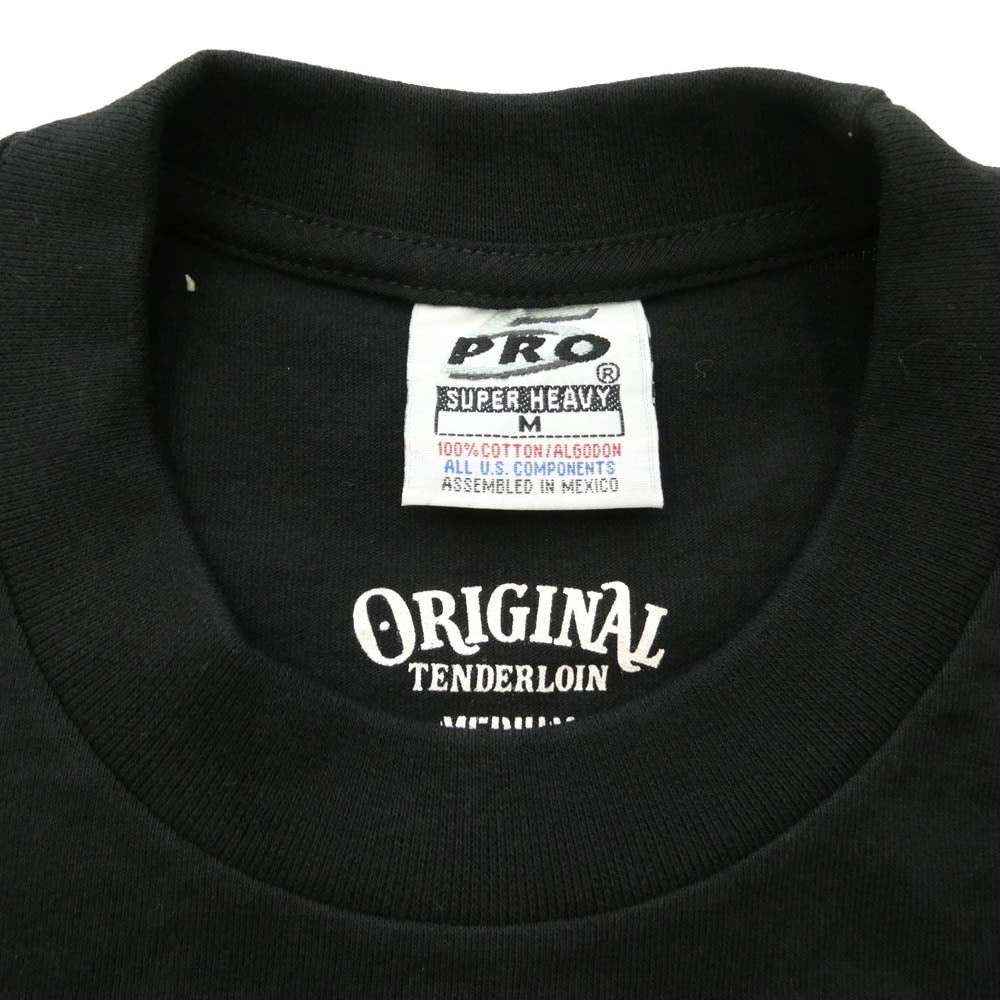 TENDERLOIN テンダーロイン x PRO CLUB プロクラブ TEE BS ボルネオスカル ロゴプリント 半袖 Tシャツ ブラック系 M【美品】【中古】