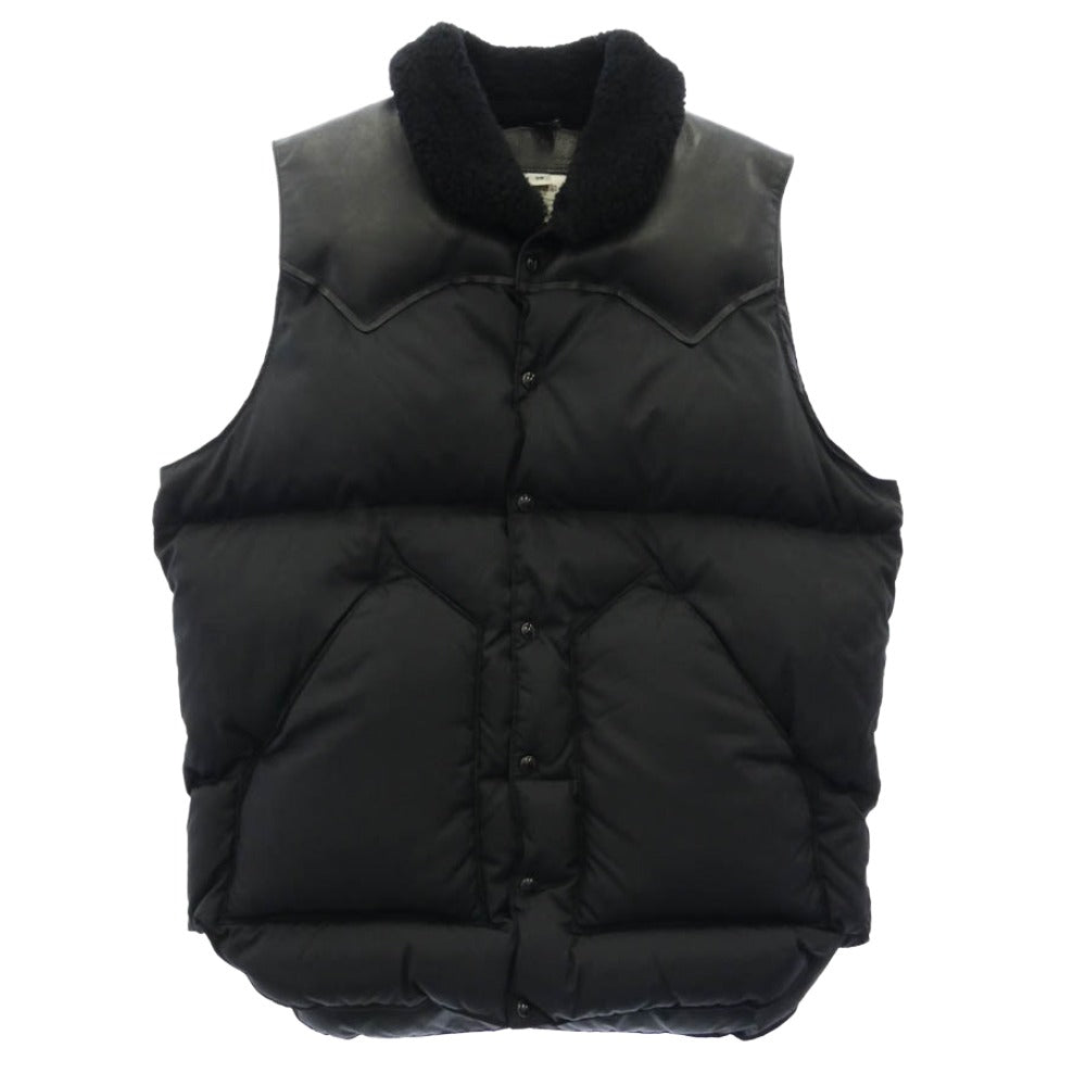 Rocky Mountain FeatherBed ロッキーマウンテンフェザーベッド Christy Vest クリスティ レザーヨーク ダウンベスト ブラック系 38【中古】