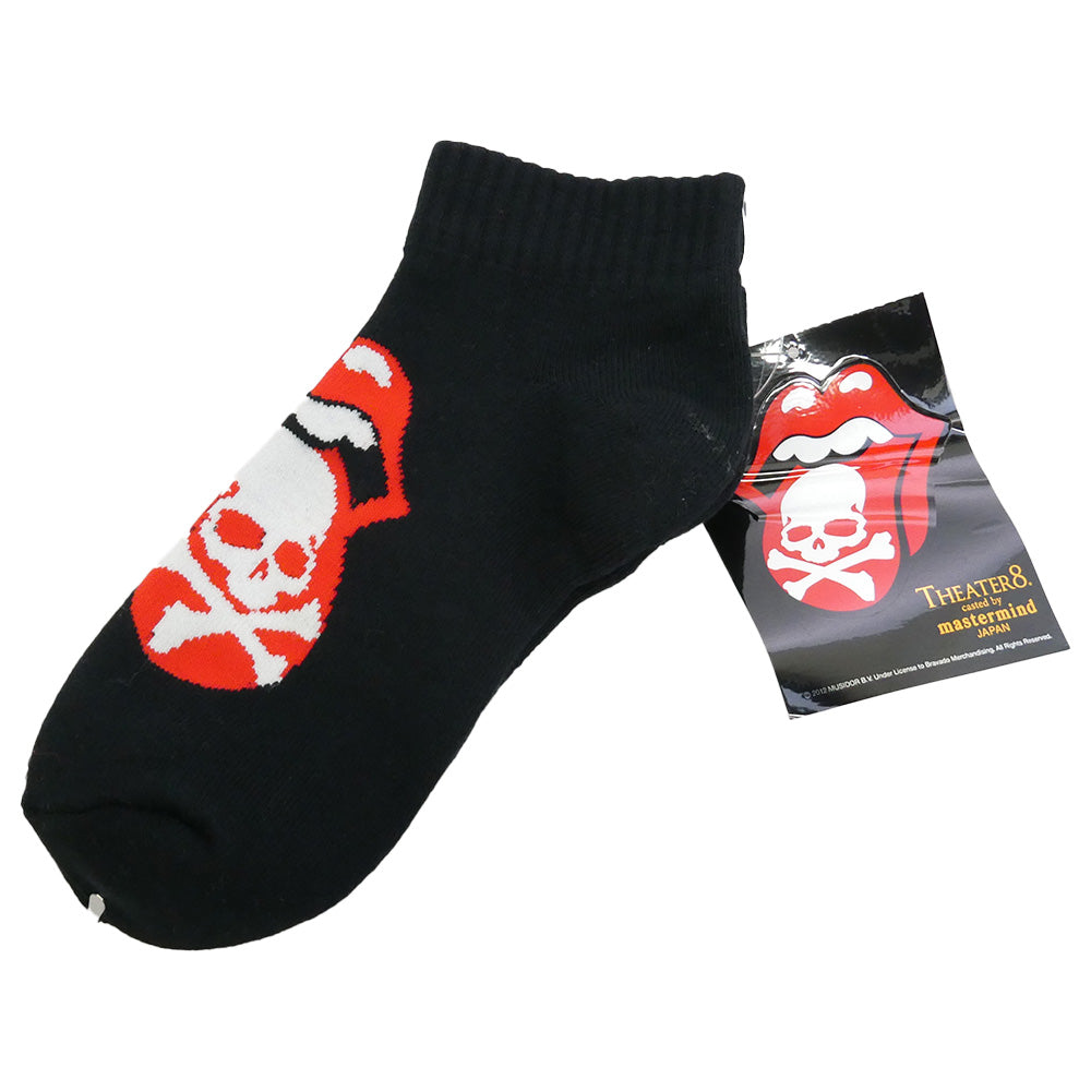mastermind JAPAN マスターマインドジャパン 8LR-S001-BLACK THE ROLLING STONES ローリング ストーンズ スカル アンクル ソックス 靴下 ブラック系 レッド系 F【新古品】【未使用】【中古】