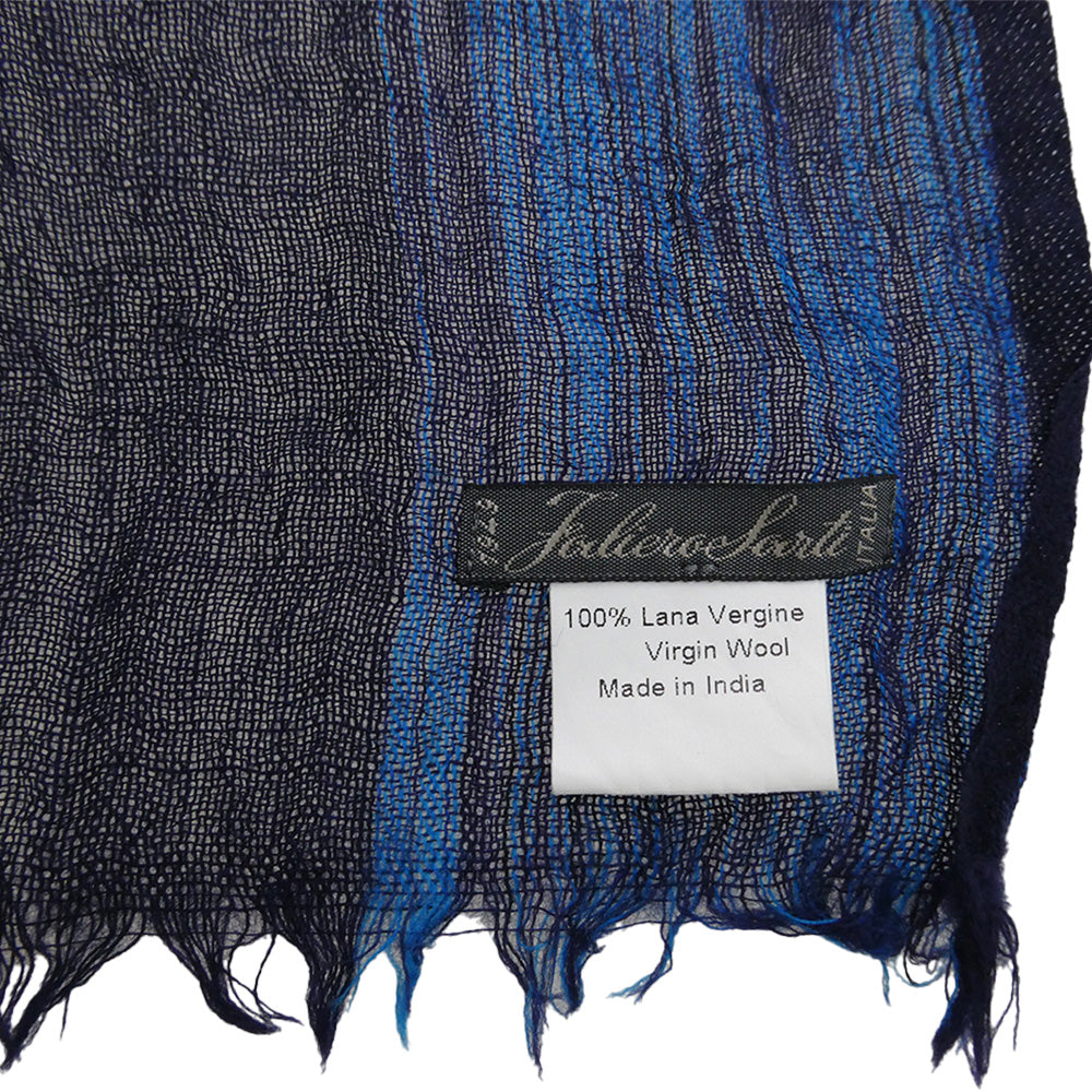 Faliero Sarti ファリエロサルティ ヴァージンウール チェック ストール ブルー系 ネイビー系【中古】