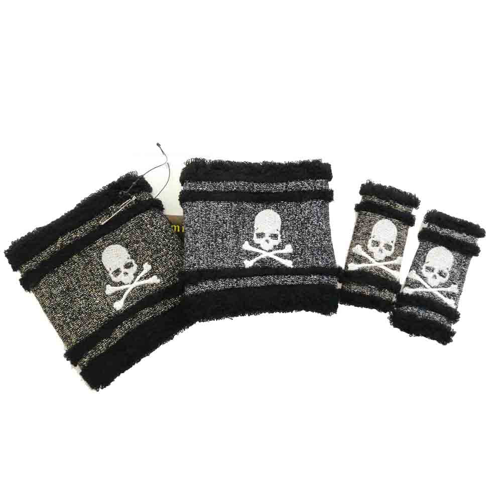 mastermind JAPAN マスターマインドジャパン MW-AC09-1 ラメ スカル 刺繍 リストバンド フィンガーバンド ブラック系【極上美品】【中古】