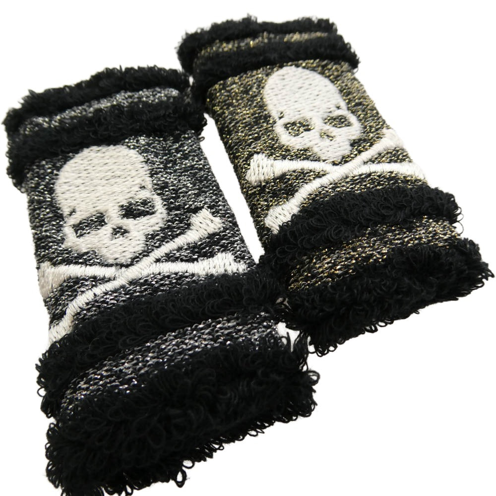 mastermind JAPAN マスターマインドジャパン MW-AC09-1 ラメ スカル 刺繍 リストバンド フィンガーバンド ブラック系【極上美品】【中古】