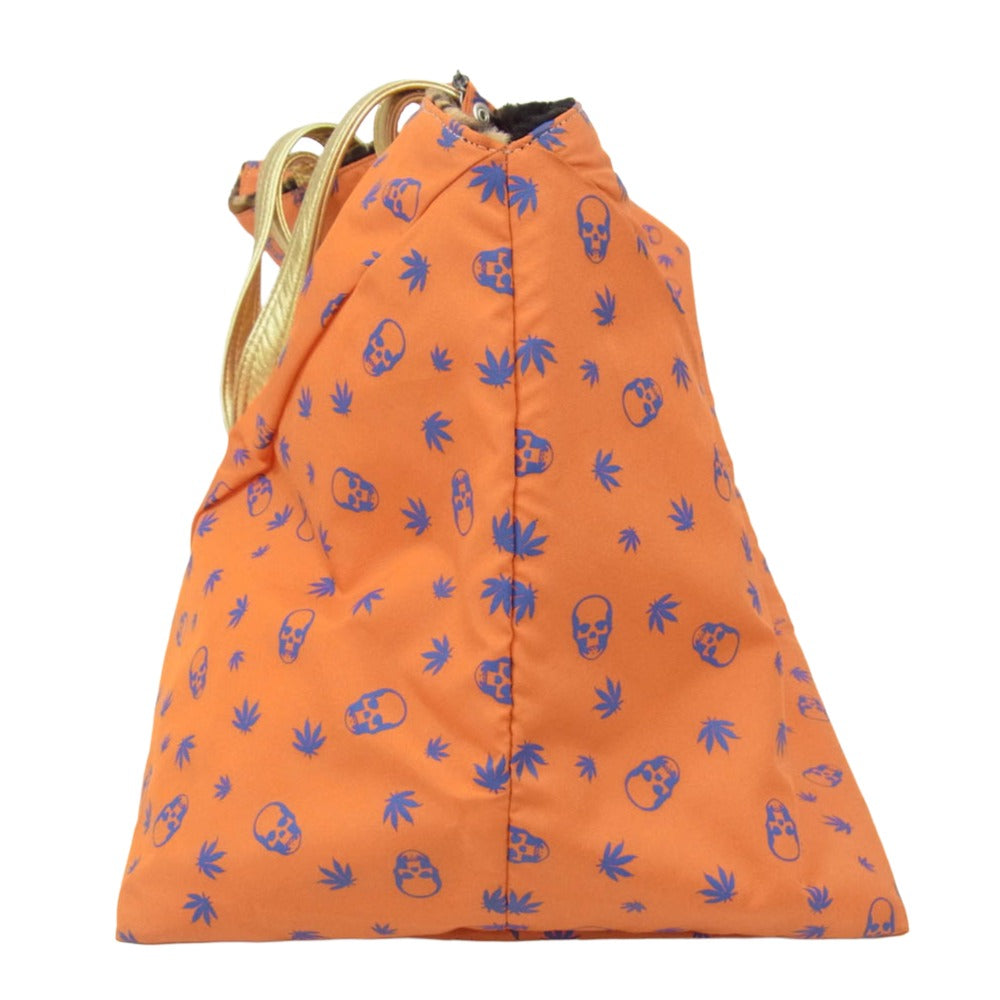 Lucien Pellat-Finet ルシアンペラフィネ スカル 総柄 トート バッグ オレンジ系【中古】