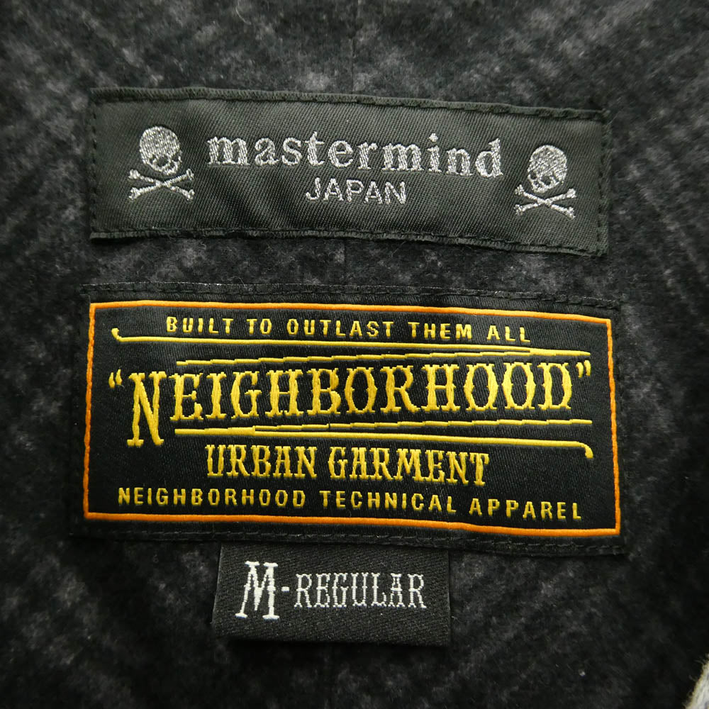NEIGHBORHOOD ネイバーフッド mastermind JAPAN マスターマインドジャパン 12AW 122BEMJN-SHM02S × mastermind JAPAN マスターマインドジャパン チェック スカル プリント ネルシャツ ブラック系 チャコール系 M【美品】【中古】