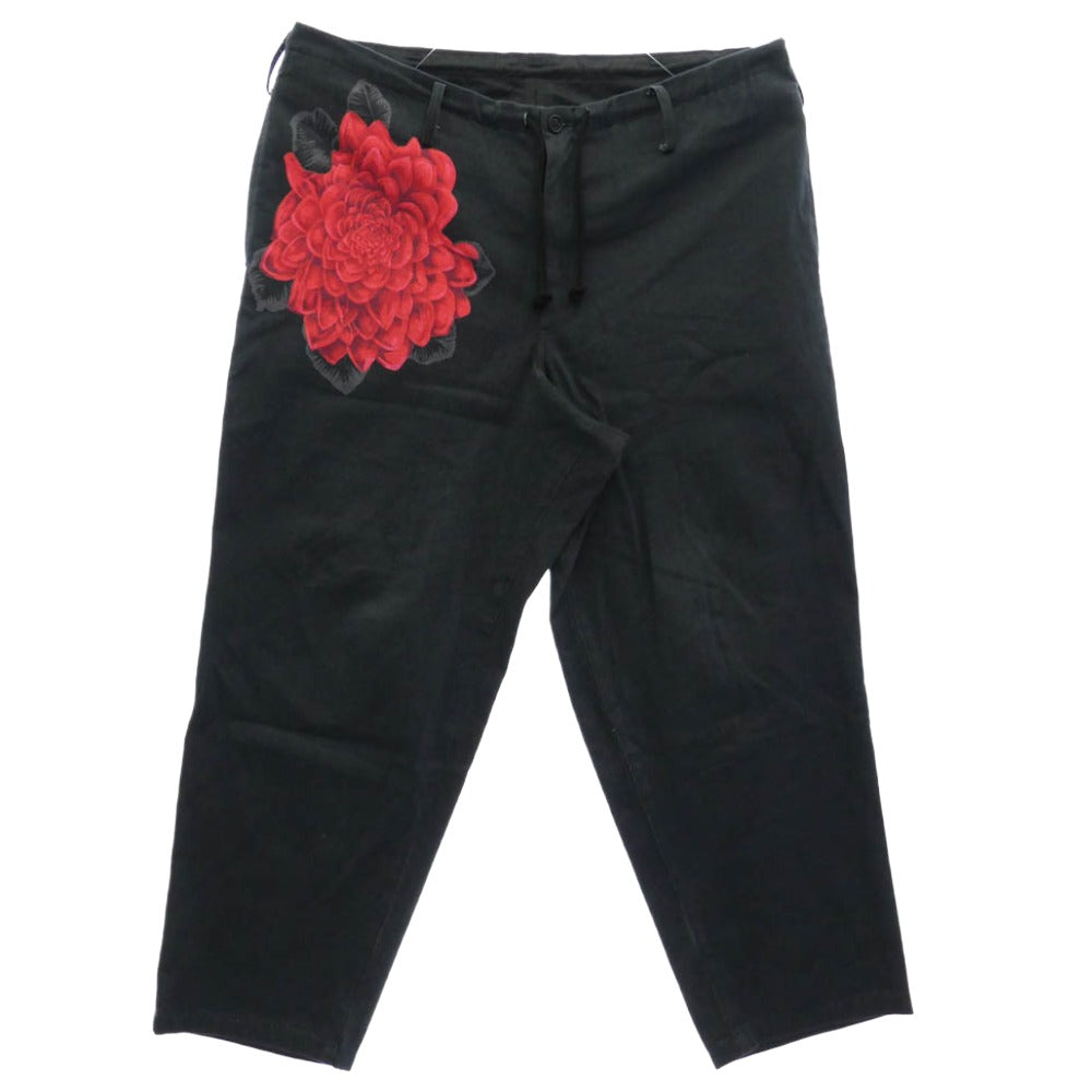 Y's Yohji Yamamoto ワイズ ヨウジヤマモト 24AW MR-P60-010 Y's for men ワイズフォーメン FLOWER PRINT PANTS DAHLIA フラワープリント ダリア パンツ ブラック系 1【中古】
