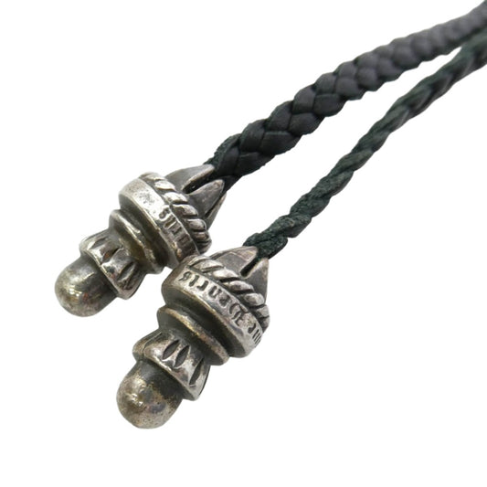 CHROME HEARTS クロムハーツ（原本無） LEATHER BRAID ボロチップ レザーブレード ネックレス ブラック系 シルバー系【中古】