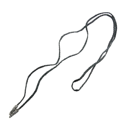 CHROME HEARTS クロムハーツ（原本無） LEATHER BRAID スクロール レザーブレード ネックレス ダークグレー系 シルバー系【中古】