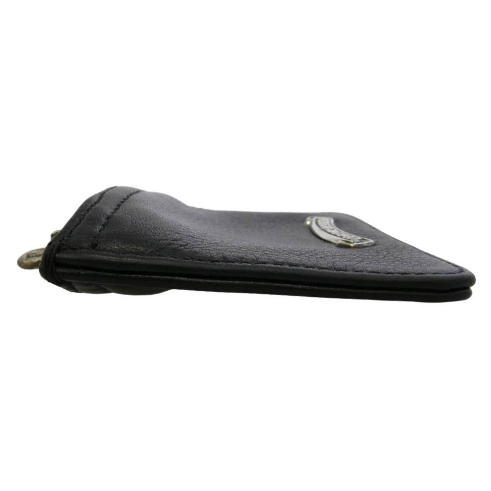 CHROME HEARTS クロムハーツ（原本無） ZPR CHNG PURSE チェンジパース ダガージップ スクロールラベル レザー コインケース 財布 ミニウォレット ブラック系 シルバー系【中古】