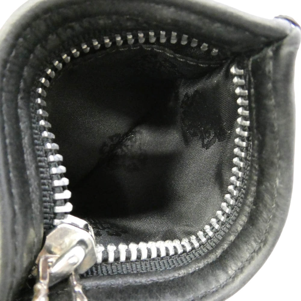 CHROME HEARTS クロムハーツ（原本無） ZPR CHNG PURSE チェンジパース ダガージップ スクロールラベル レザー コインケース 財布 ミニウォレット ブラック系 シルバー系【中古】