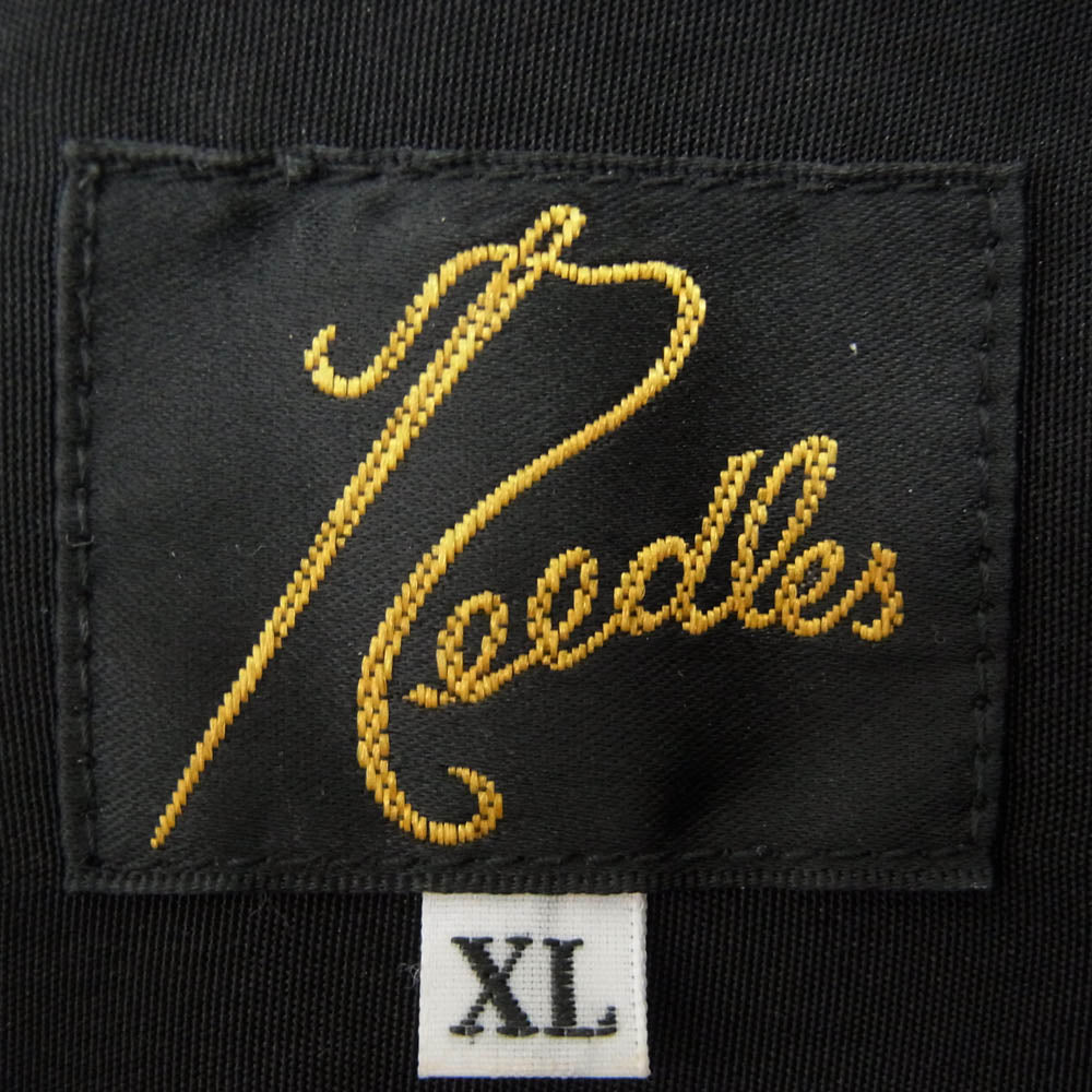 Needles ニードルス 22SS KP180 S/S WORK SHIRT Poly Cloth パピヨン刺繍 半袖 ワークシャツ ブラック系 XL【中古】