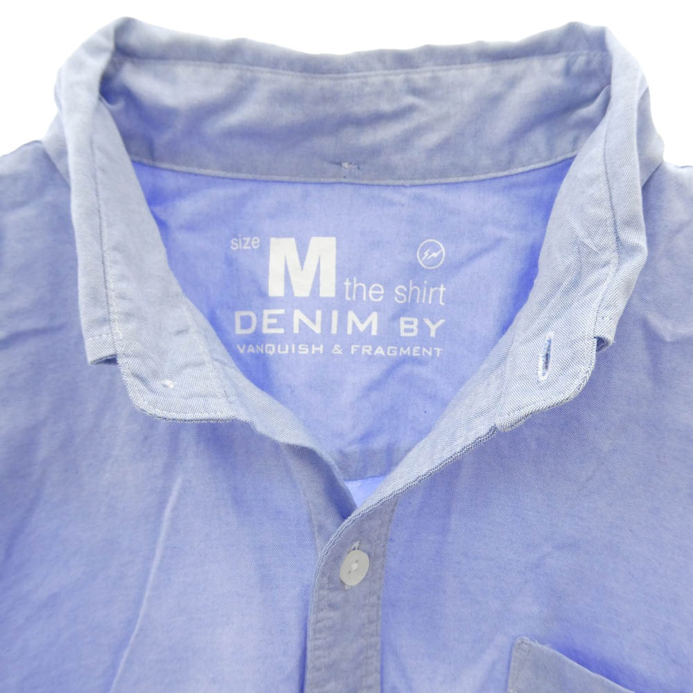 VANQUISH ヴァンキッシュ DENIM BY VANQUISH デニムバイヴァンキッシュ 裾ドローコード 長袖 ボタンダウン BD コーチ シャツ ライトブルー系 M【中古】