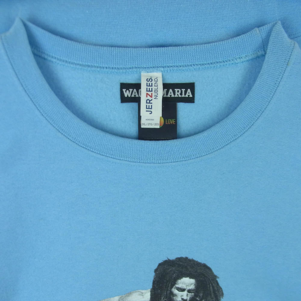 WACKO MARIA ワコマリア ONE LOVE BOB MARLEY ワンラブ ボブマーリー スウェット トレーナー ライトブルー系 2XL【中古】