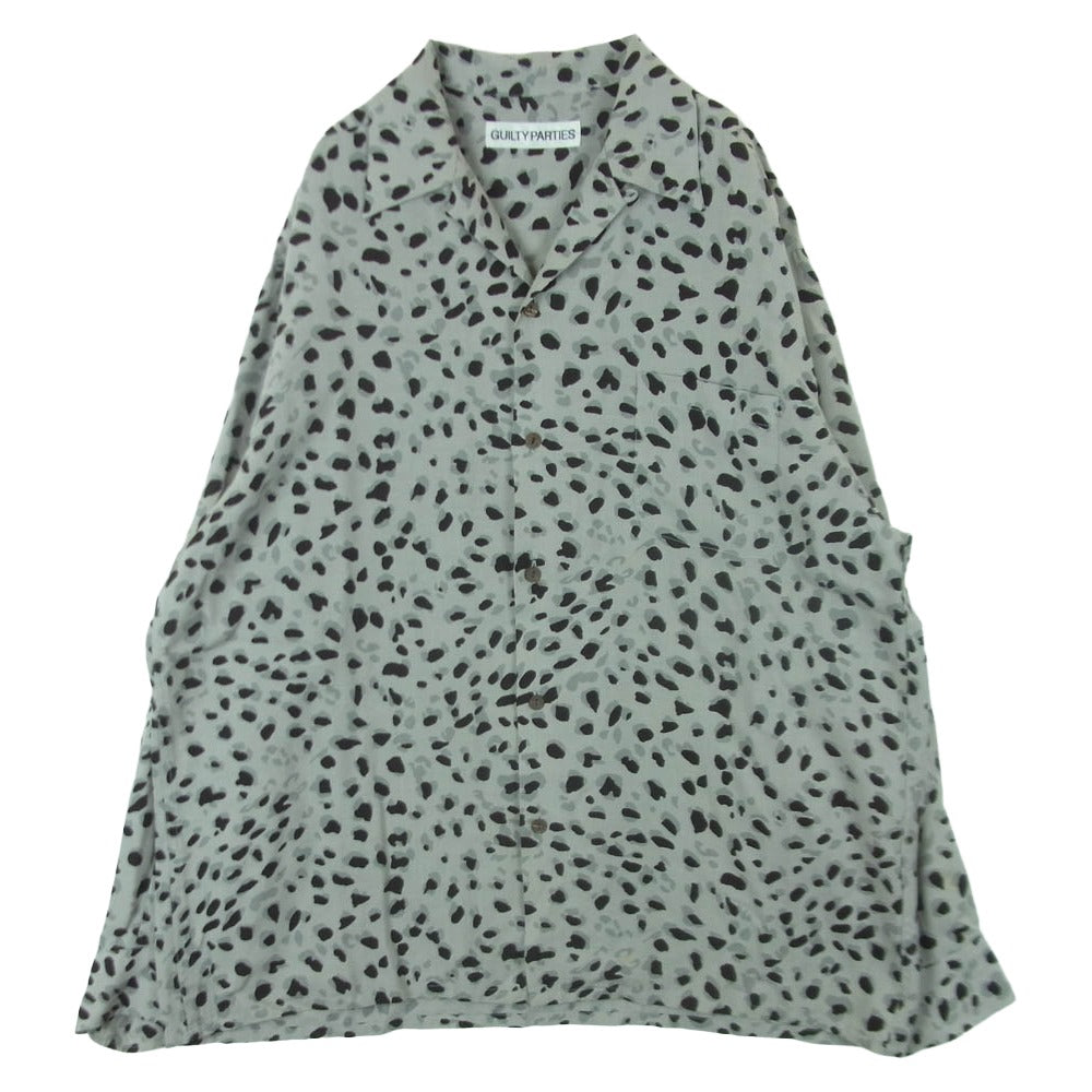 WACKO MARIA ワコマリア LEOPARD OPEN COLLAR SHIRTS レオパード柄 ダルメシアン オープンカラー 長袖 シャツ グレー系 ブラック系 XL【中古】