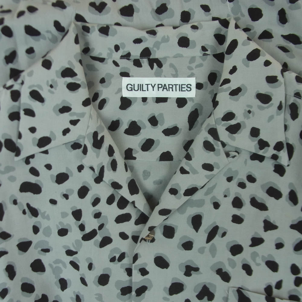 WACKO MARIA ワコマリア LEOPARD OPEN COLLAR SHIRTS レオパード柄 ダルメシアン オープンカラー 長袖 シャツ グレー系 ブラック系 XL【中古】