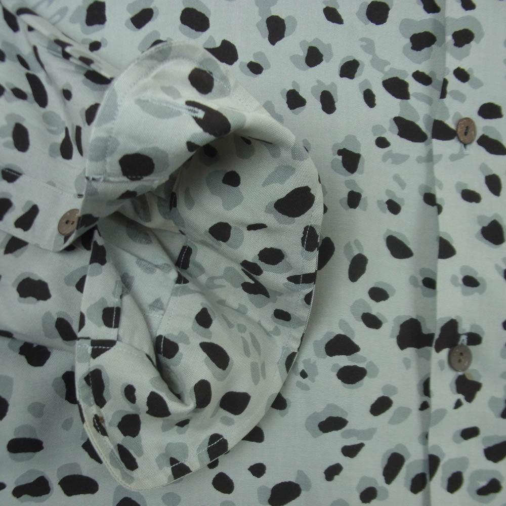 WACKO MARIA ワコマリア LEOPARD OPEN COLLAR SHIRTS レオパード柄 ダルメシアン オープンカラー 長袖 シャツ グレー系 ブラック系 XL【中古】