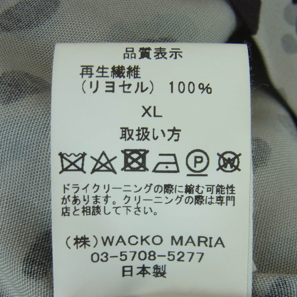 WACKO MARIA ワコマリア LEOPARD OPEN COLLAR SHIRTS レオパード柄 ダルメシアン オープンカラー 長袖 シャツ グレー系 ブラック系 XL【中古】