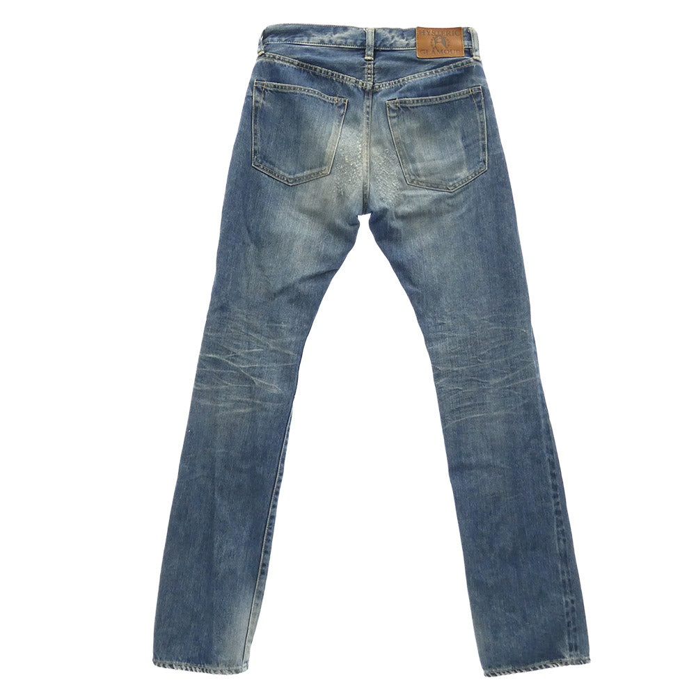 HYSTERIC GLAMOUR ヒステリックグラマー 24SS 0241AP10 RSM加工 スタッズ ボタンフライ スリムストレート ジーンズ デニムパンツ インディゴブルー系 28【中古】