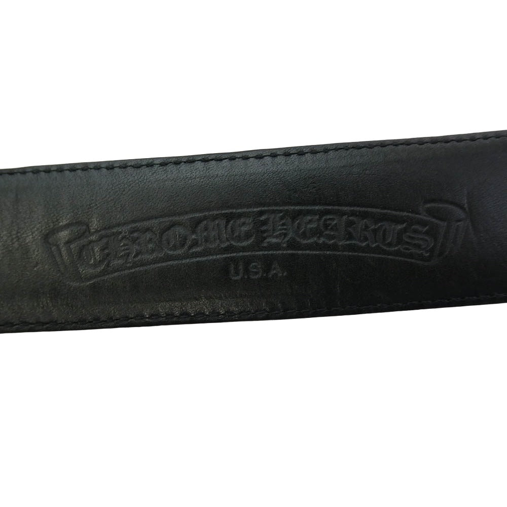 CHROME HEARTS クロムハーツ（原本無） OLD BUCKL OVAL STAR 1.5 オールド クラシックオーバル スター バックル レザー ストラップ ベルト ブラック系 36【中古】