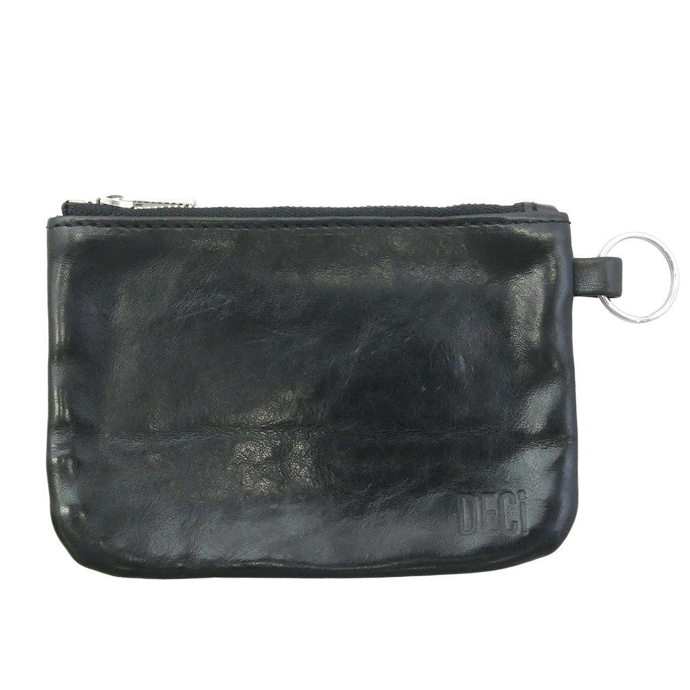 デシ Straight Zip Pouch ストレート ジップ ポーチ コインケース 小銭入れ ウォレット 財布 ブラック系【中古】