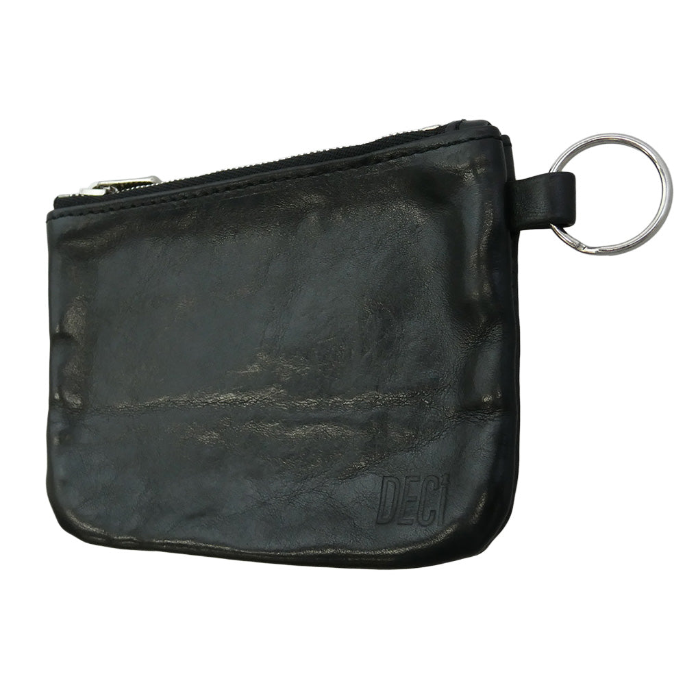 デシ Straight Zip Pouch ストレート ジップ ポーチ コインケース 小銭入れ ウォレット 財布 ブラック系【中古】
