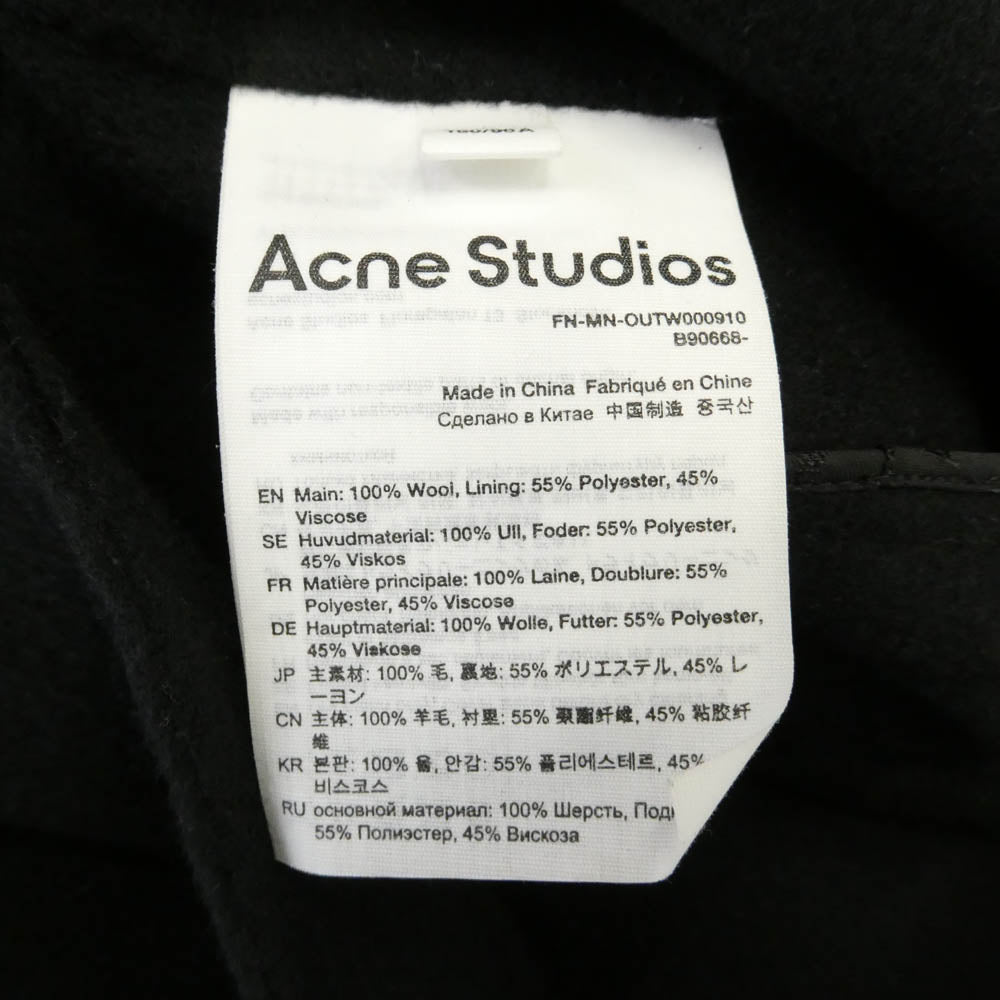 ACNE STUDIOS アクネストゥディオズ 24AW FN-MN-OUTW000910 ウール シングルブレスト チェスター コート ブラック系 48【中古】