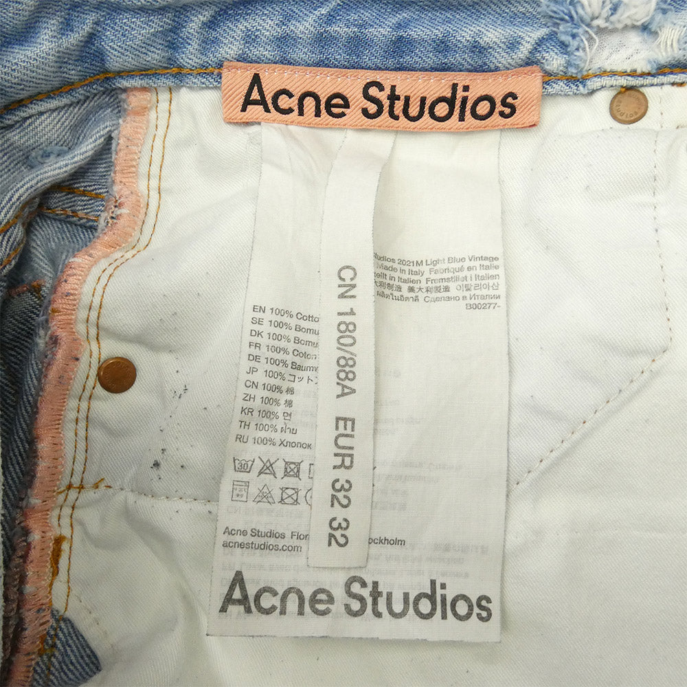 ACNE STUDIOS アクネストゥディオズ 2021M Light Blue Vintage ルーズフィット ボタンフライ ジーンズ デニムパンツ インディゴブルー系 32/32【中古】