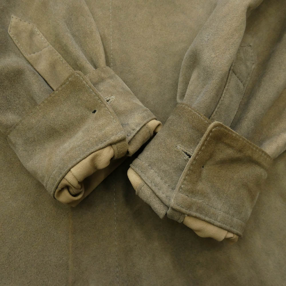 A.PRESSE アプレッセ 25AW 25AAP-02-20 Suede Leather Regular Collar Shirt スエード レザー レギュラー カラー 長袖 シャツ カーキ系 2【中古】
