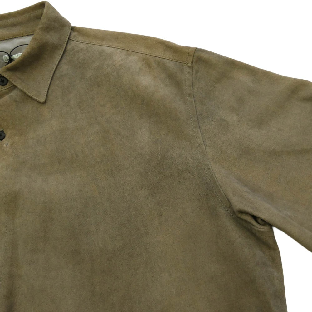A.PRESSE アプレッセ 25AW 25AAP-02-20 Suede Leather Regular Collar Shirt スエード レザー レギュラー カラー 長袖 シャツ カーキ系 2【中古】