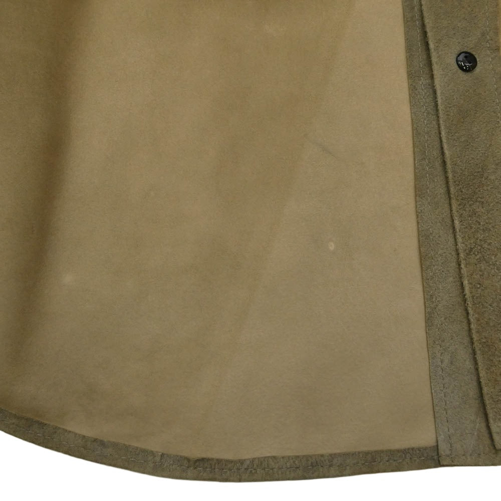 A.PRESSE アプレッセ 25AW 25AAP-02-20 Suede Leather Regular Collar Shirt スエード レザー レギュラー カラー 長袖 シャツ カーキ系 2【中古】