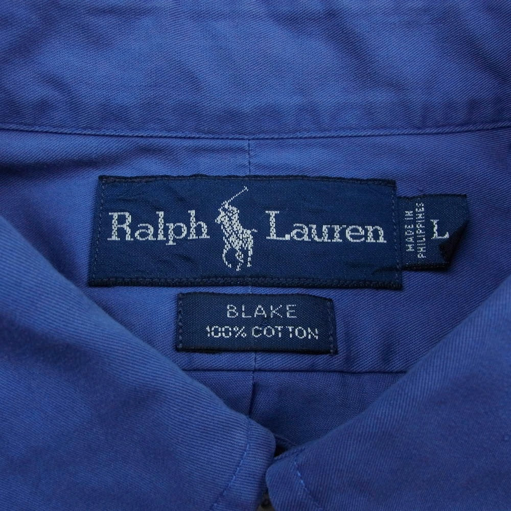 RALPH LAUREN ラルフローレン BLAKE ボタンダウン 長袖 シャツ ブルー系 L【中古】